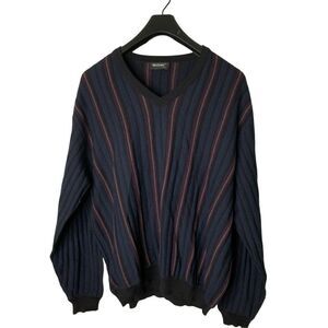St. Croix Cosby granpda sweater pullover v neck striped men's size large